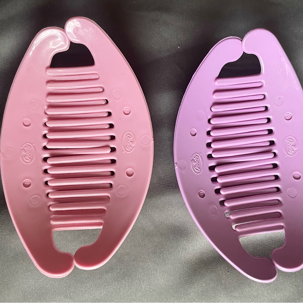 Vintage Goody 1980s TZERS Hair Cincher Comb Banana Clip 5” 80's pink and purple